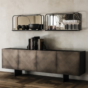 italian designer retro gold metal credenza extra long sideboard cabinet luxury