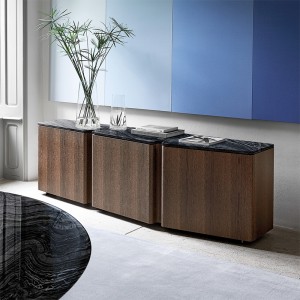 Italian luxury bar buffet wood tv cabinet design black marble top sideboard